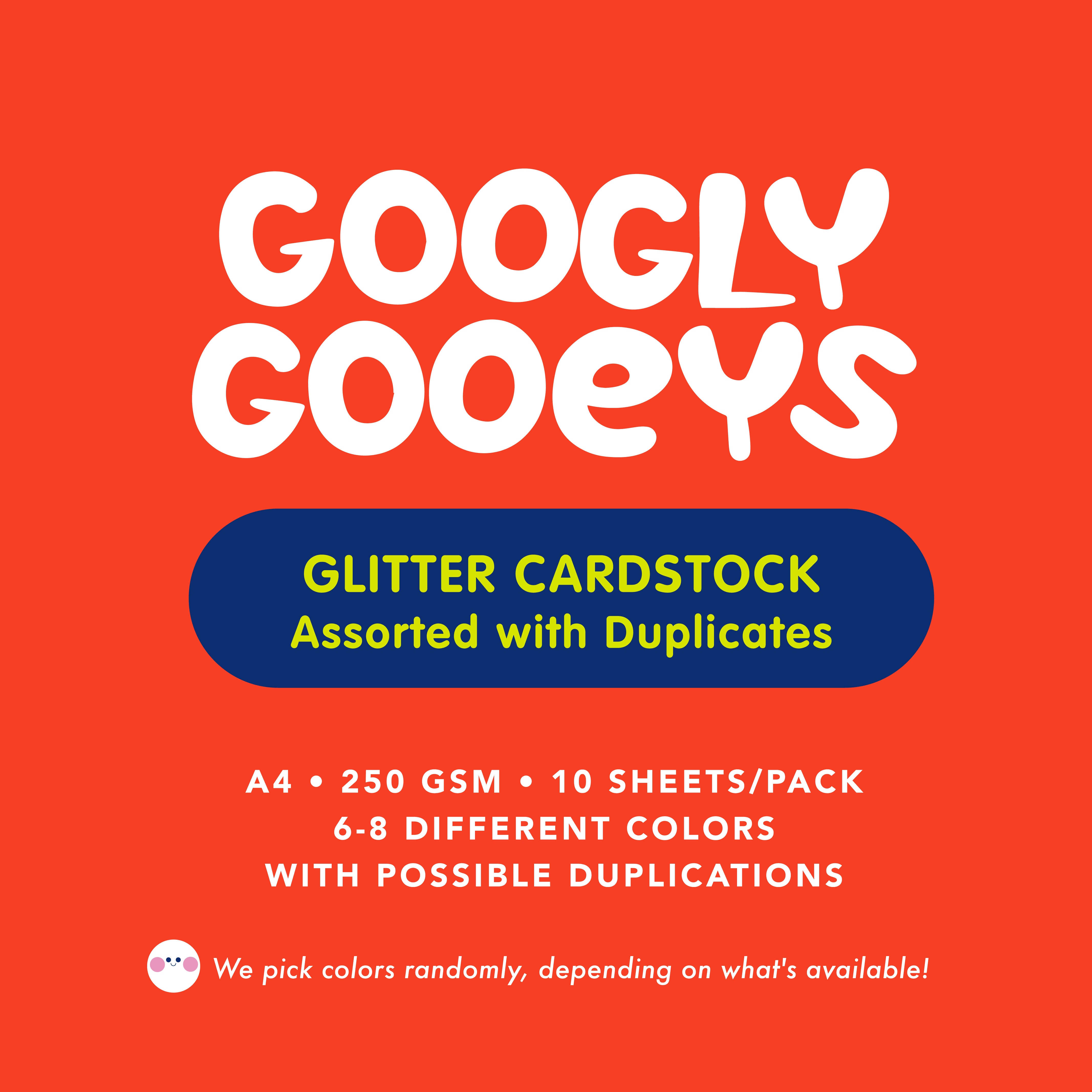 Googly Gooeys Glitter Cardstock for Crafting Projects | 200-250gsm (A4)