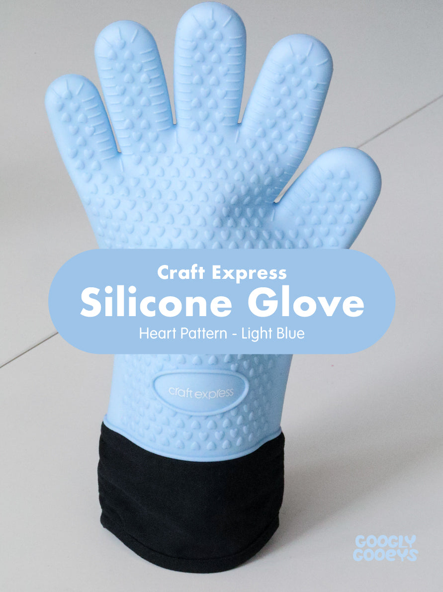 Craft Express Heart Pattern Silicone Gloves for Sublimation, Heat Press | Light Blue (20cm x 33cm)
