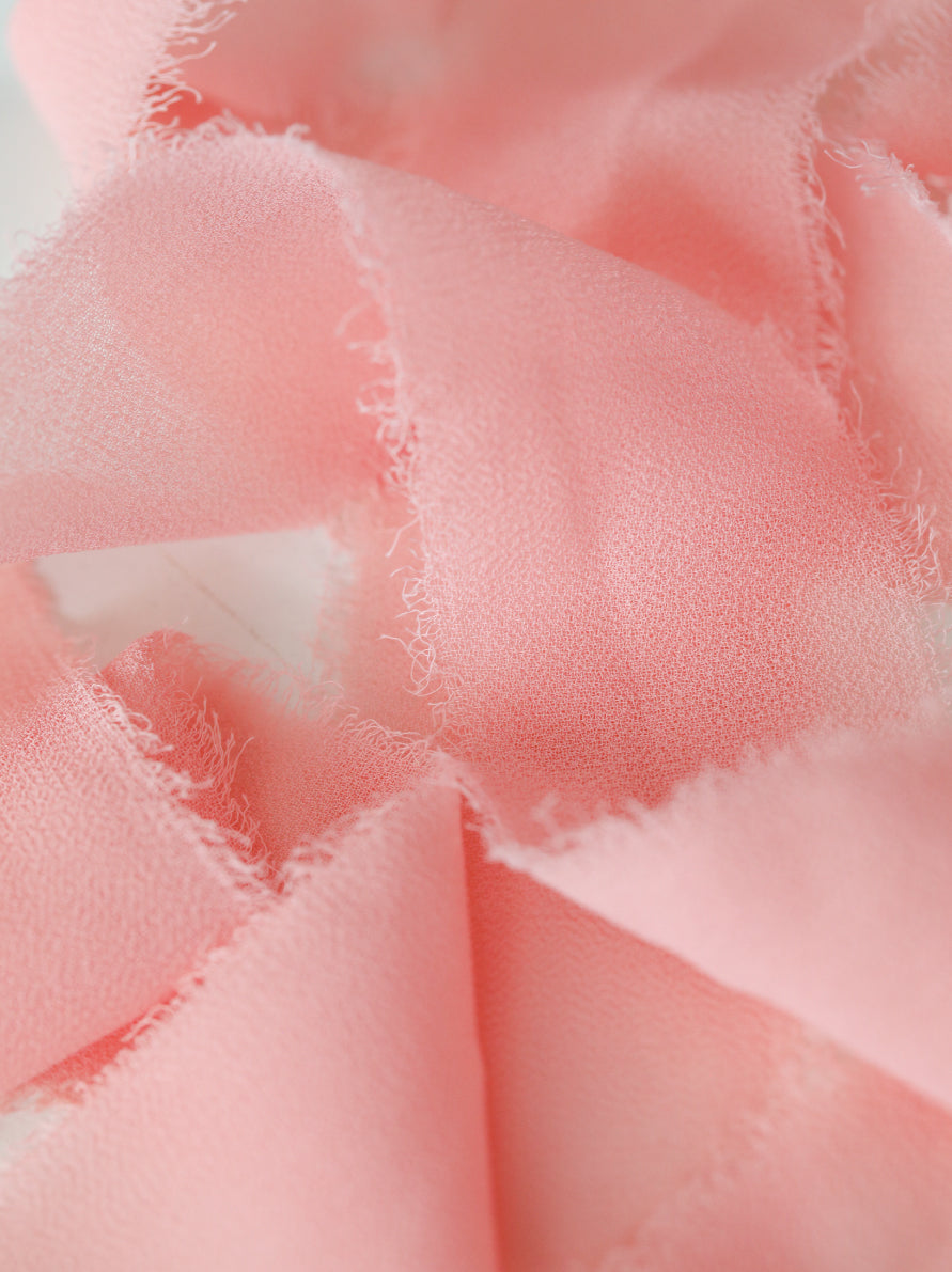 Frayed Ribbon Handmade Edge Silk Chiffon Ribbon / Ribbons for Bookmarks Gifts Souvenirs Craft Projects (3.8 centimeters 5 yards)