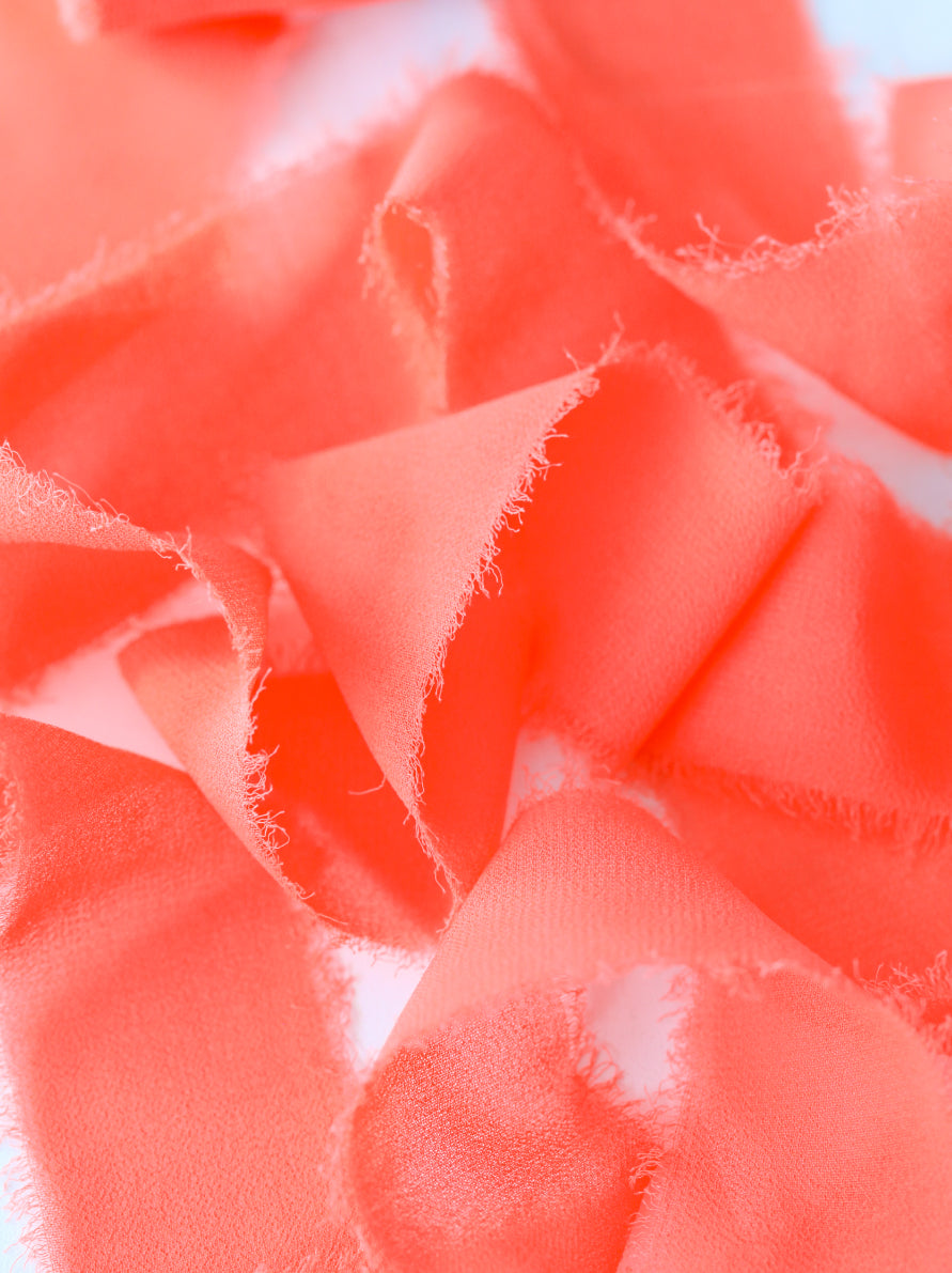 Frayed Ribbon Handmade Edge Silk Chiffon Ribbon / Ribbons for Bookmarks Gifts Souvenirs Craft Projects (3.8 centimeters 5 yards)