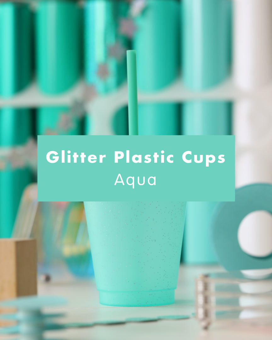 Glitter Plastic Tumbler Cups with Straw