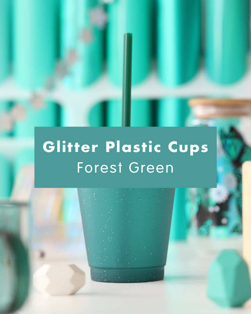 Glitter Plastic Tumbler Cups with Straw