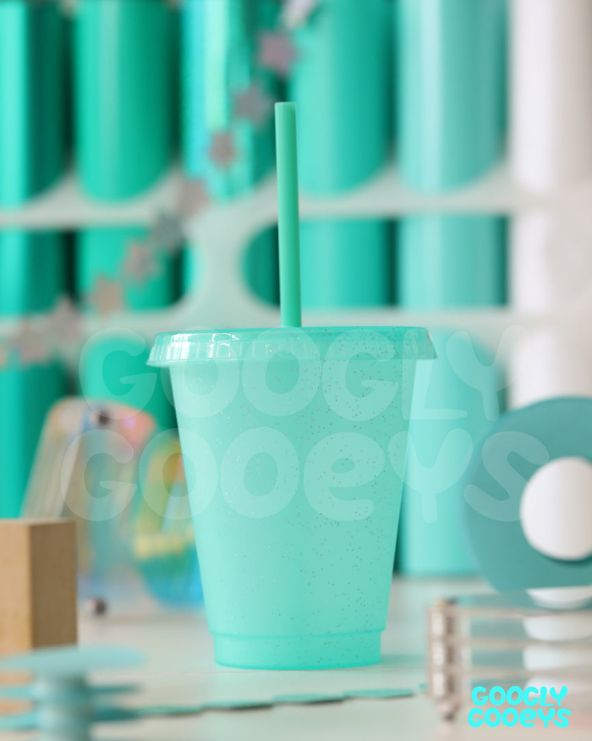 Glitter Plastic Tumbler Cups with Straw