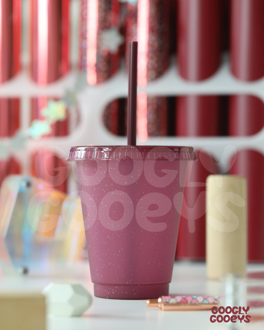 Glitter Plastic Tumbler Cups with Straw