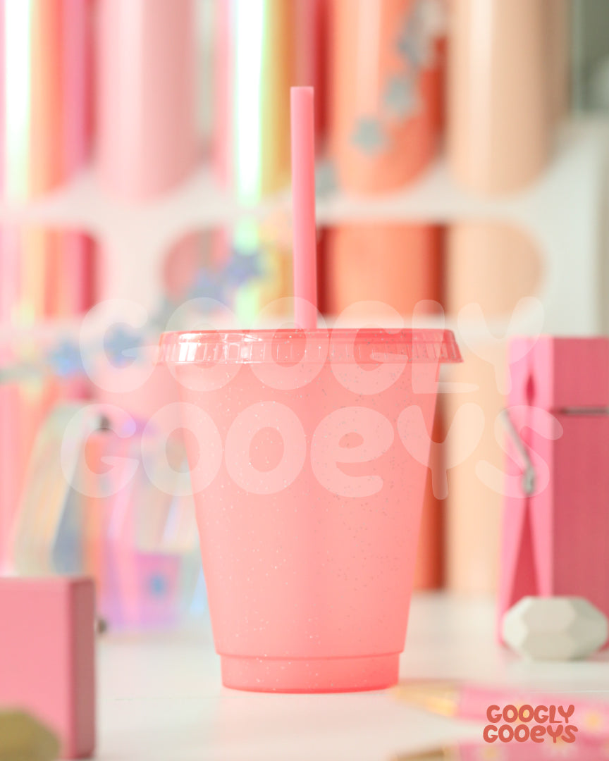 Glitter Plastic Tumbler Cups with Straw