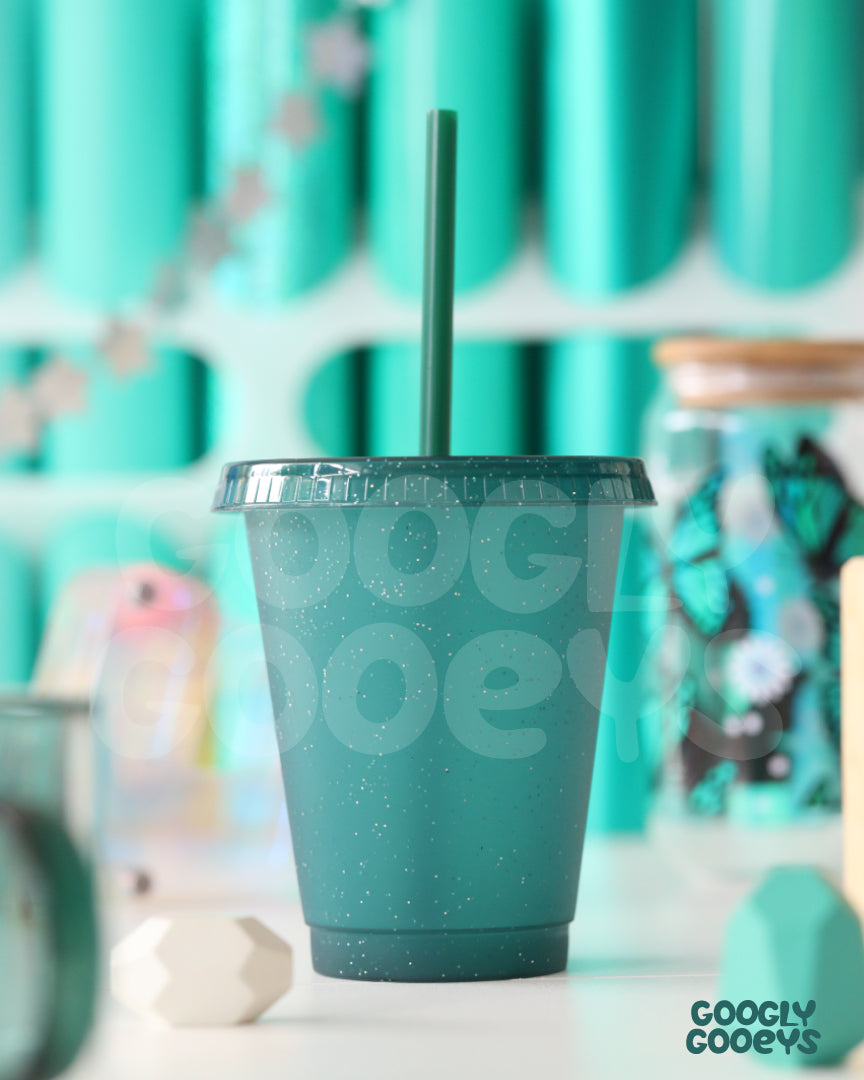 Glitter Plastic Tumbler Cups with Straw