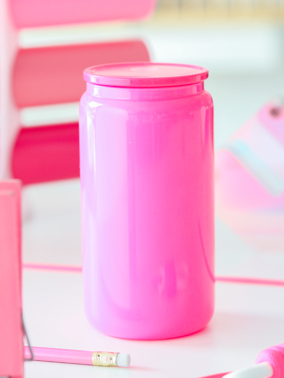 Solid Soda Glass Can with Straw 16oz for Sublimation / Vinyl Stickers