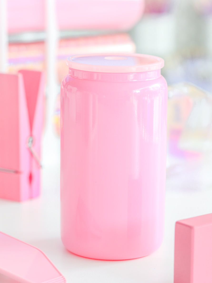 Solid Soda Glass Can with Straw 16oz for Sublimation / Vinyl Stickers
