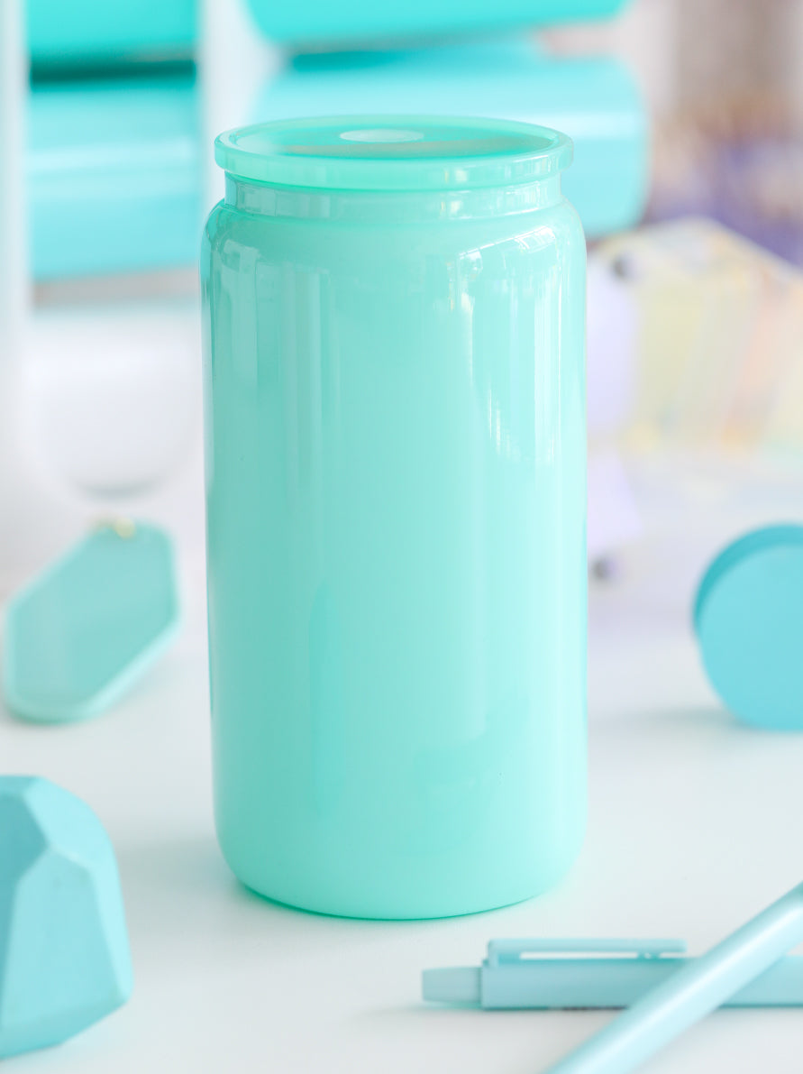 Solid Soda Glass Can with Straw 16oz for Sublimation / Vinyl Stickers