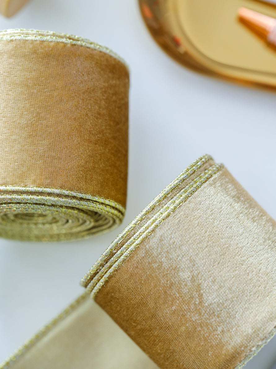 Gold Velvet Ribbons (2.5 inches)
