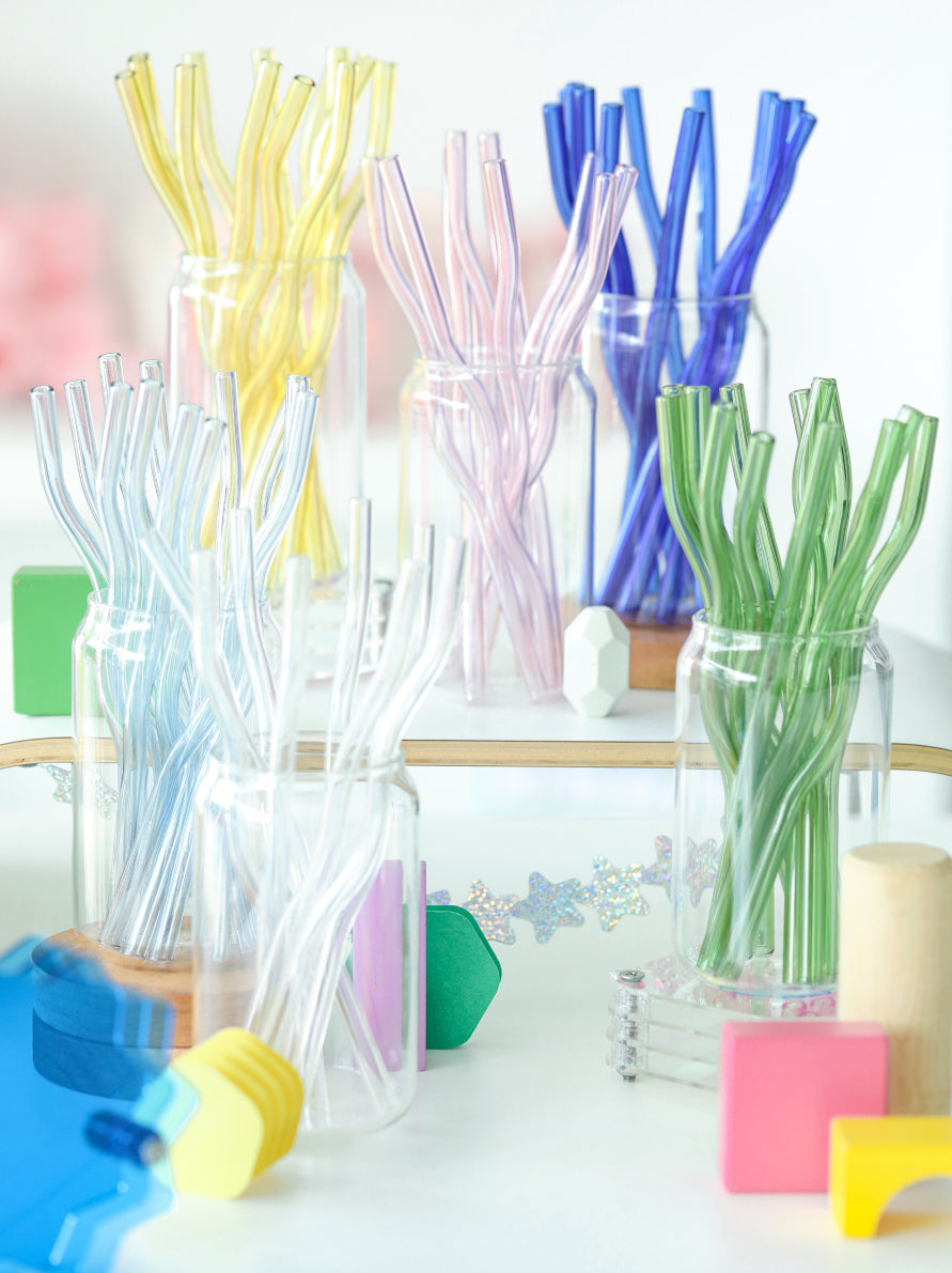 Colored Wavy Glass Straws