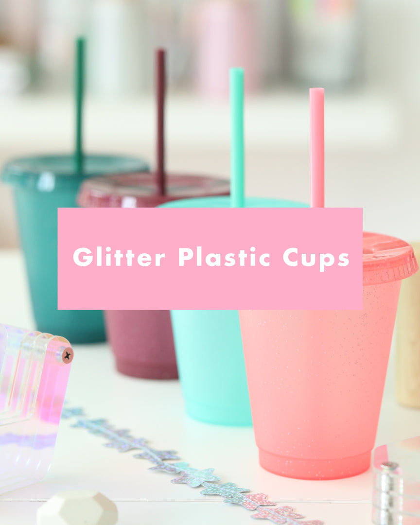 Glitter Plastic Tumbler Cups with Straw