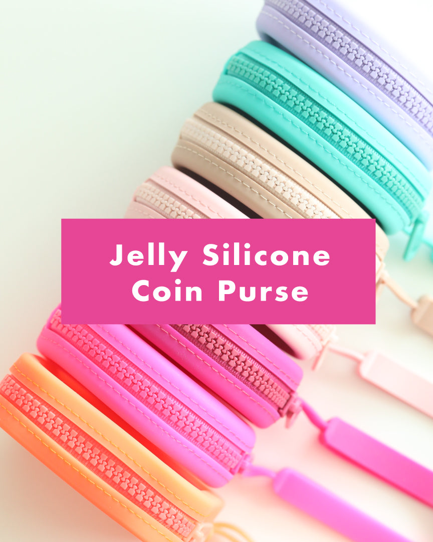 Silicone Jelly Coin Purse 3.5 x 3.5 inches Pouch Wallet with Zipper