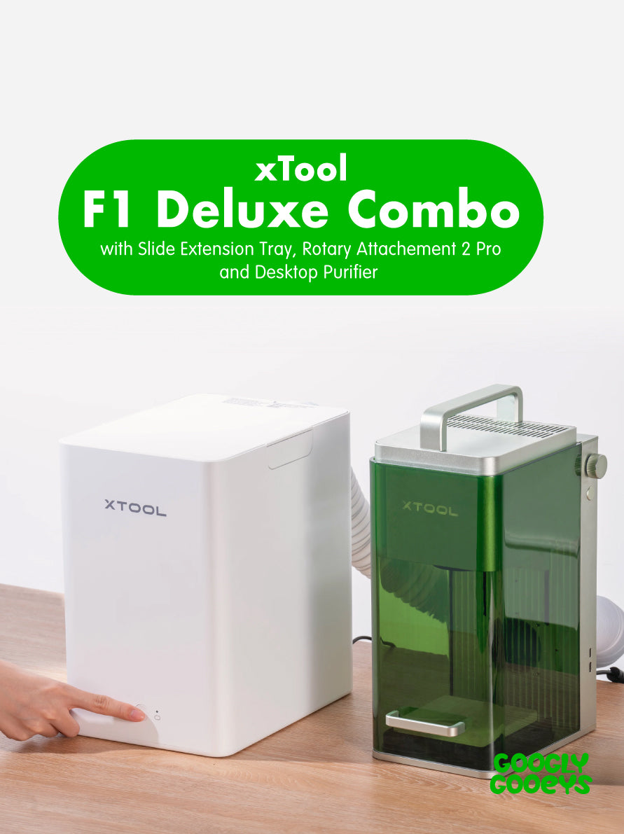 Pre-Order: xTool F1 Deluxe Bundle with Desktop Smoke Purifier, Slide Extension Tray and Rotary Attachment 2 Pro- D/S/P/F