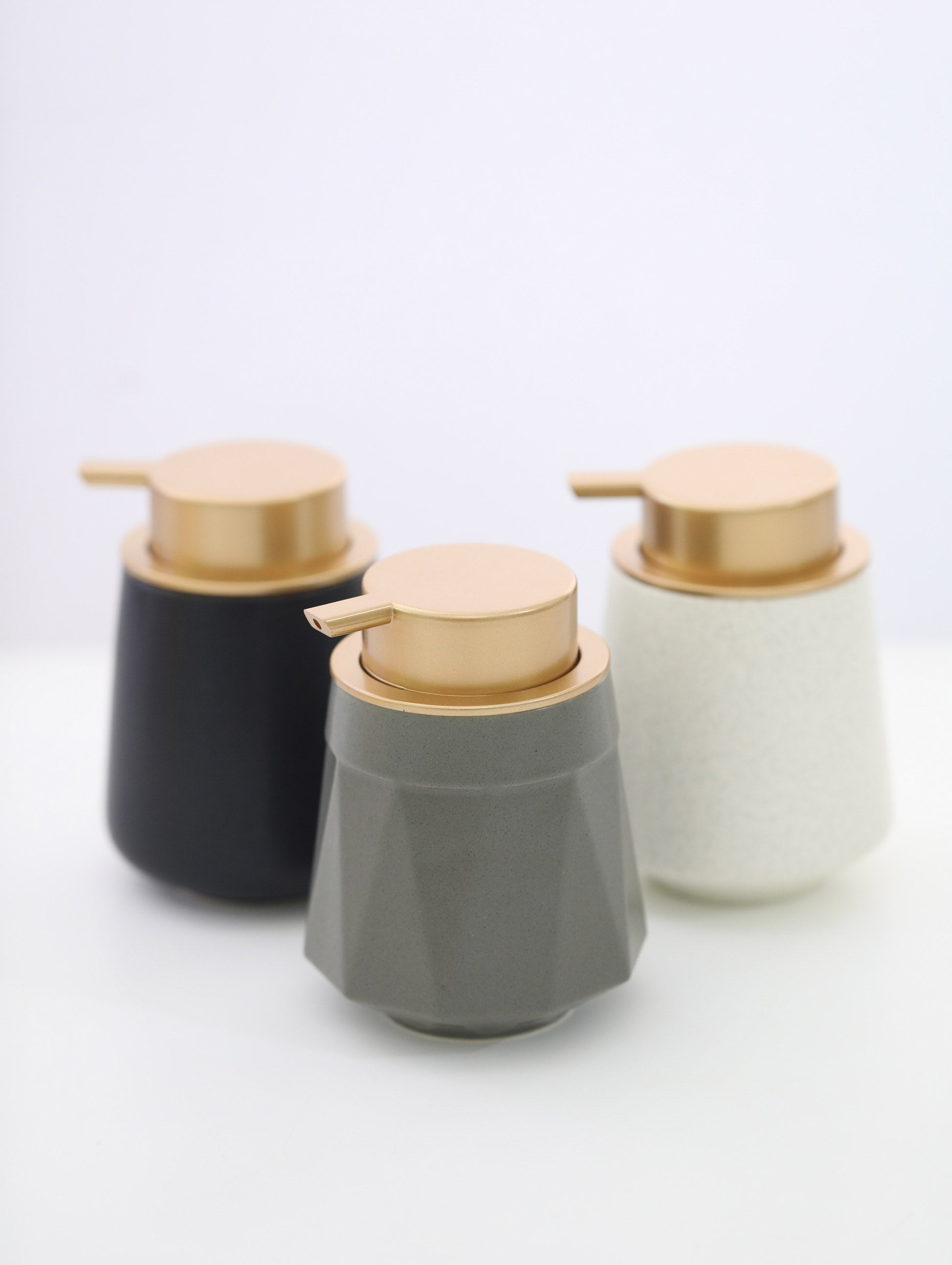 Ceramic Soap Dispenser with Gold Pump