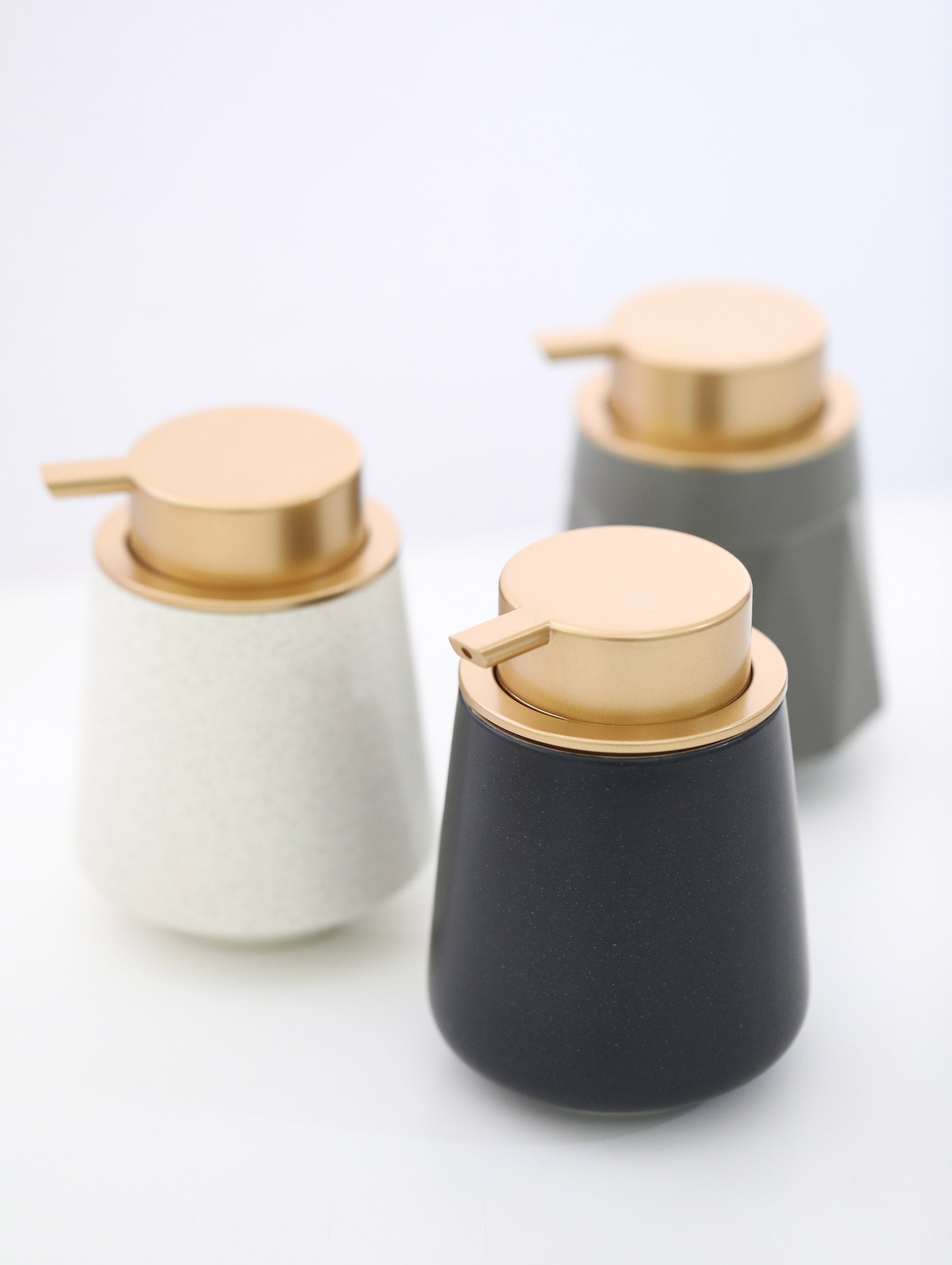 Ceramic Soap Dispenser with Gold Pump