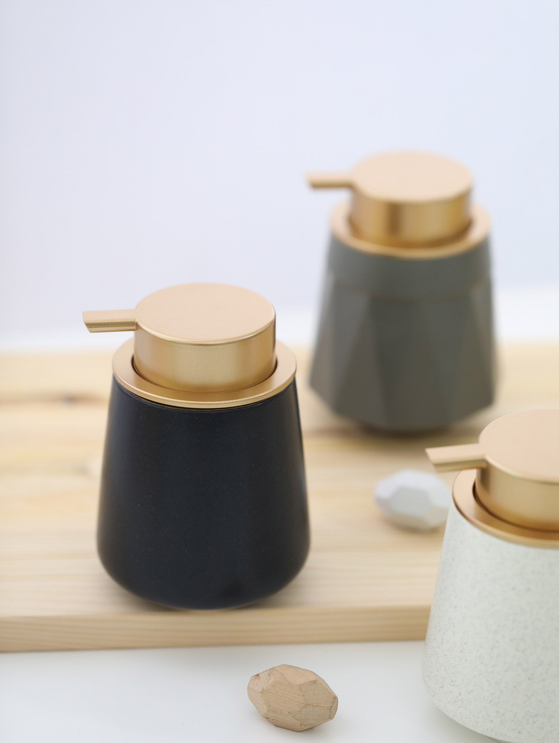 Ceramic Soap Dispenser with Gold Pump