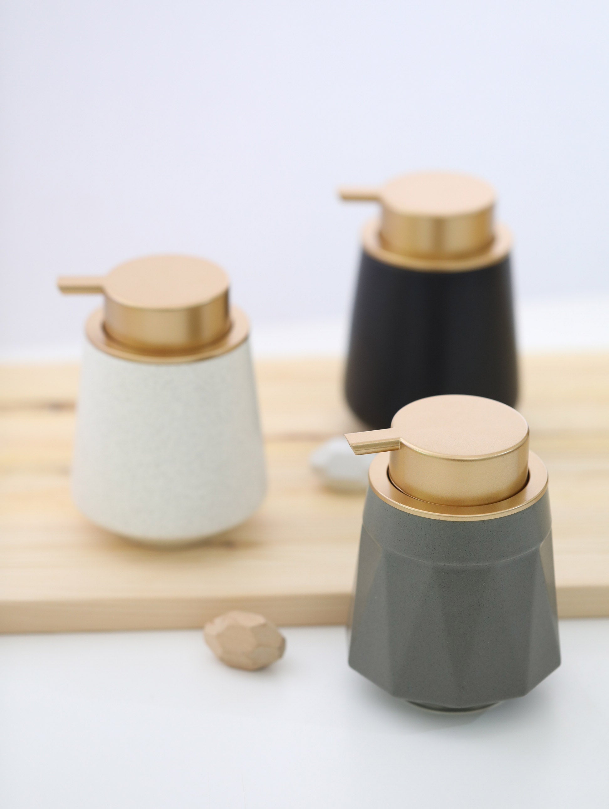 Ceramic Soap Dispenser with Gold Pump