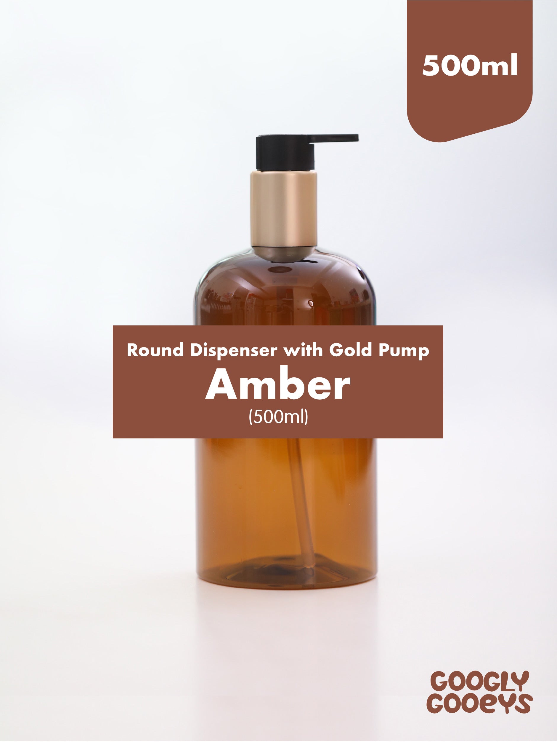 Round Bottle Dispenser with Gold Pump (300ml & 500ml)