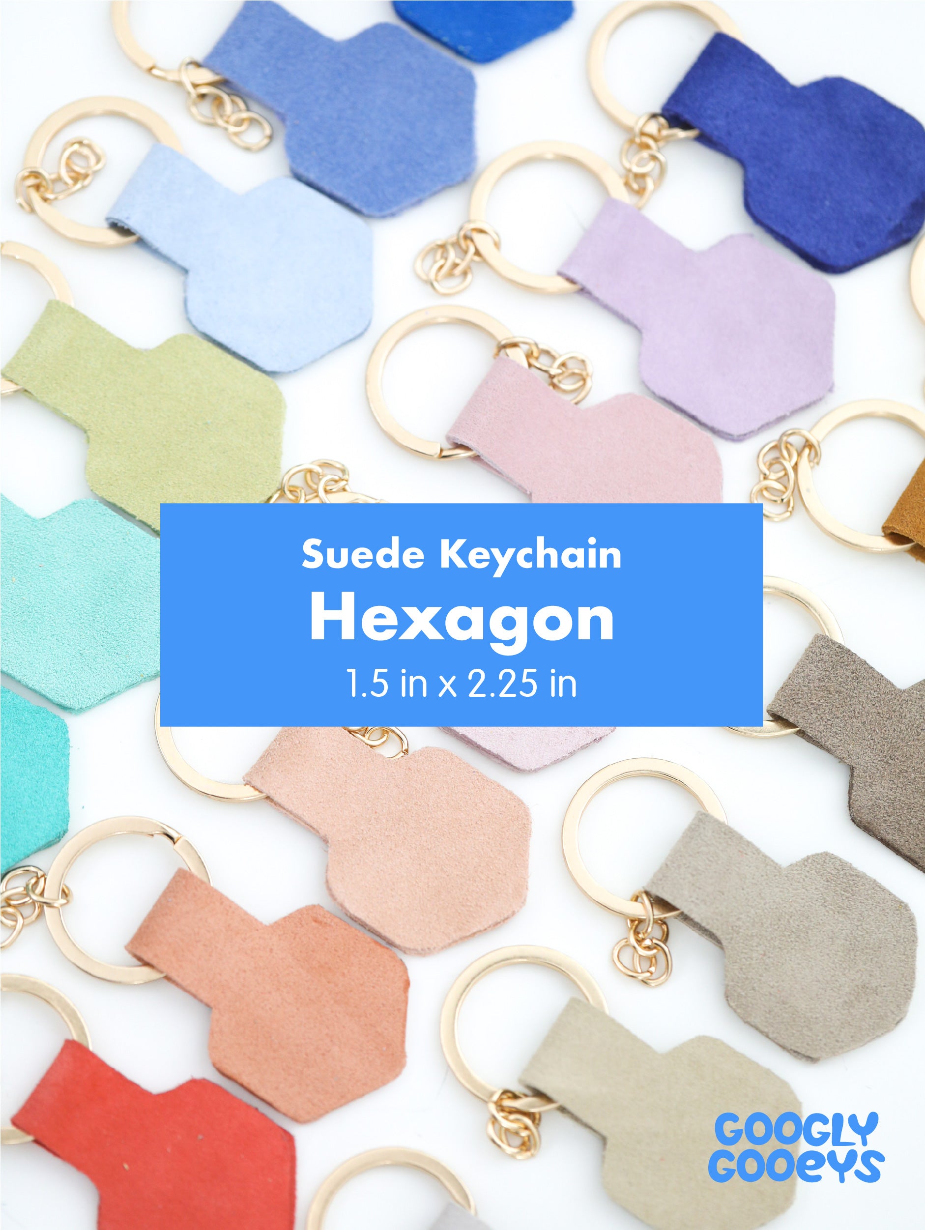 Blank Suede Leather Hexagon Keychain with Ring