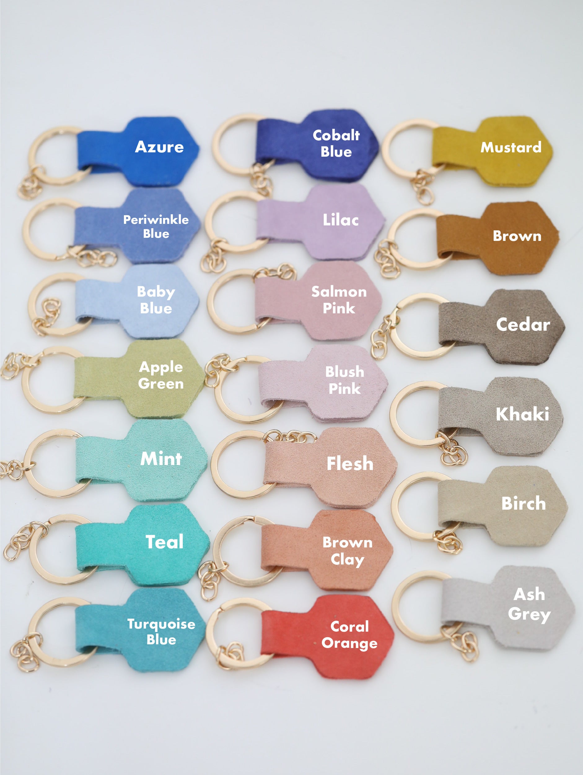 Blank Suede Leather Hexagon Keychain with Ring