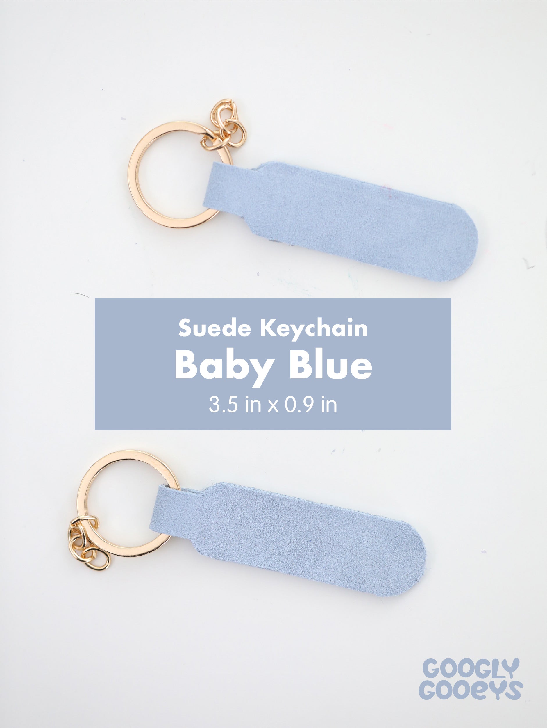 Blank Suede Leather Rounded Rectangle Keychain with Ring