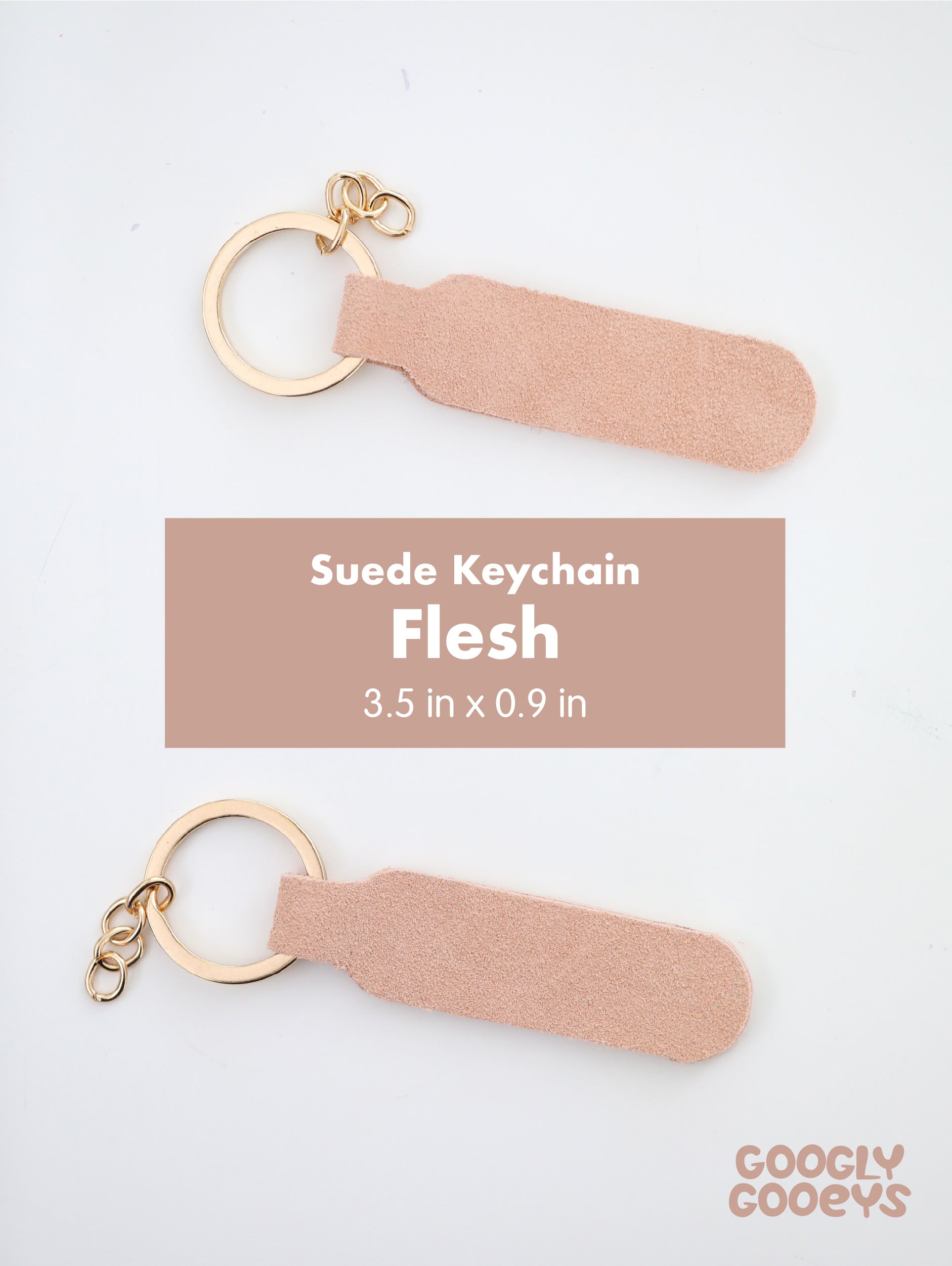 Blank Suede Leather Rounded Rectangle Keychain with Ring