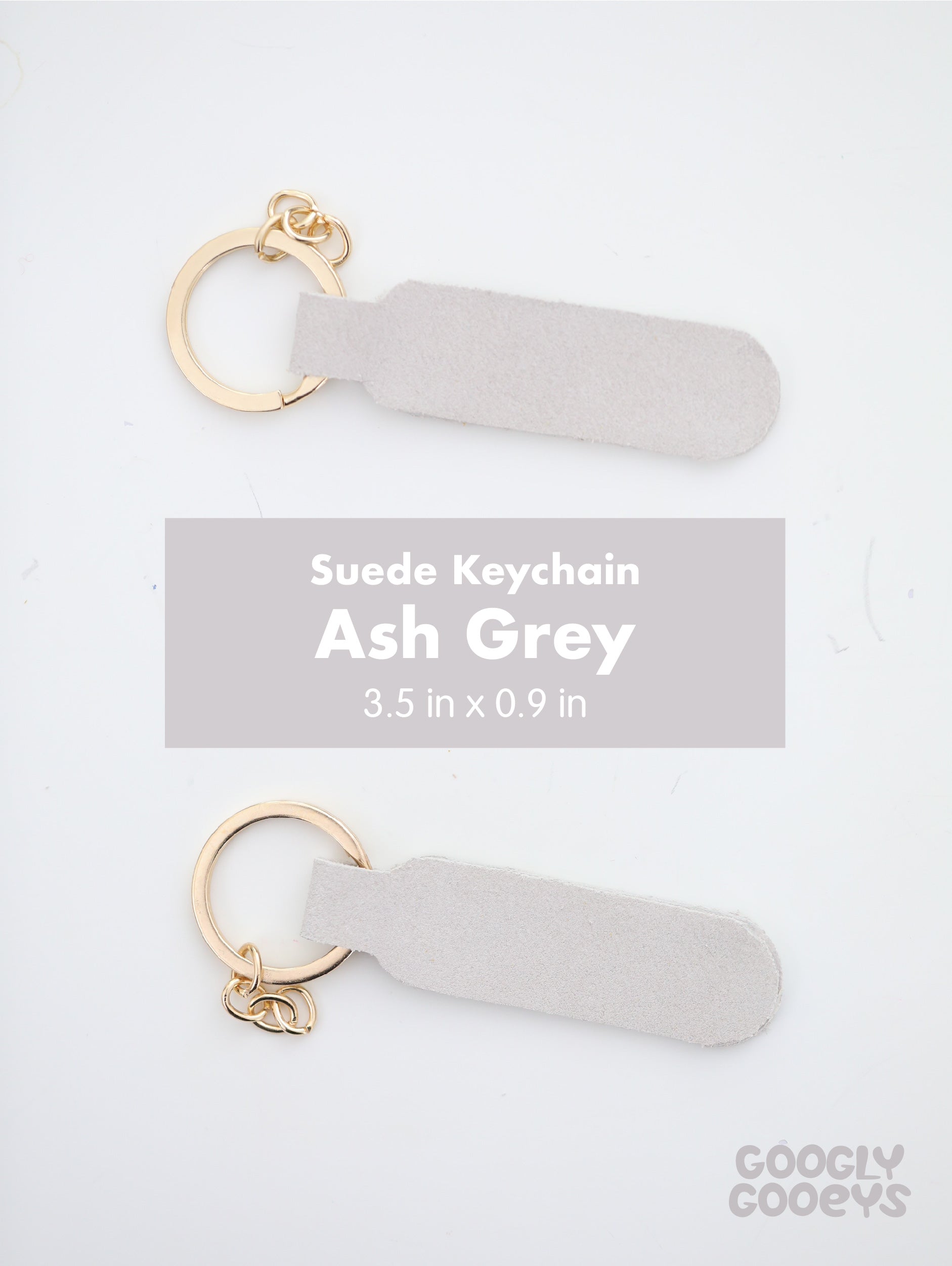 Blank Suede Leather Rounded Rectangle Keychain with Ring