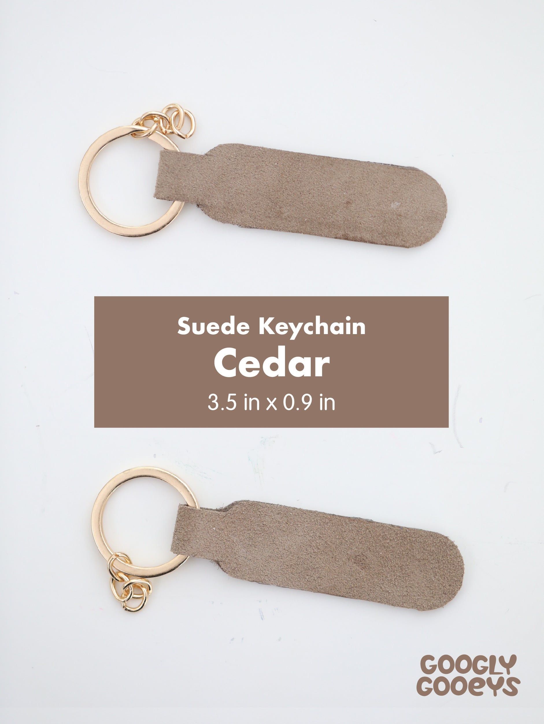 Blank Suede Leather Rounded Rectangle Keychain with Ring