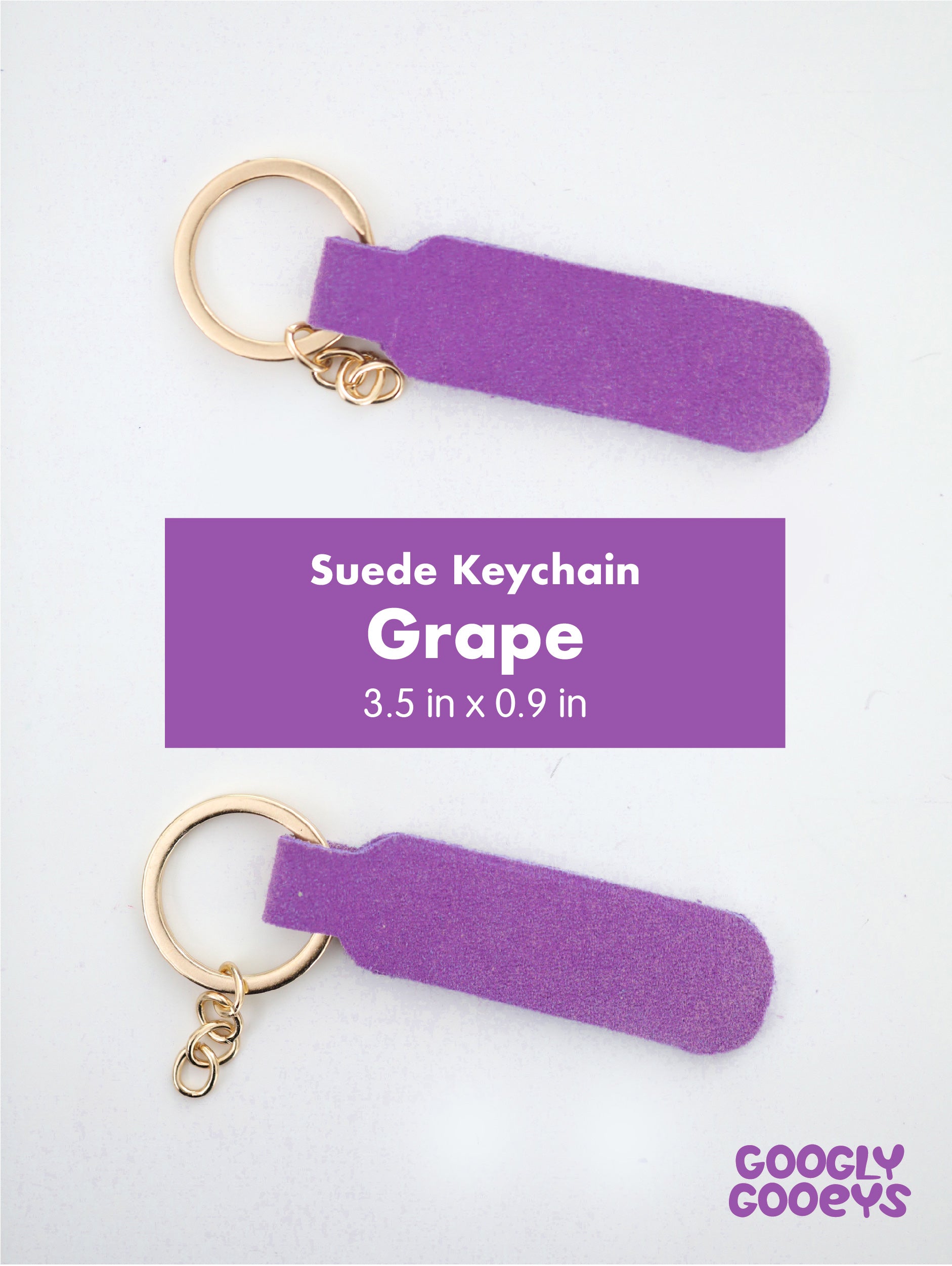 Blank Suede Leather Rounded Rectangle Keychain with Ring