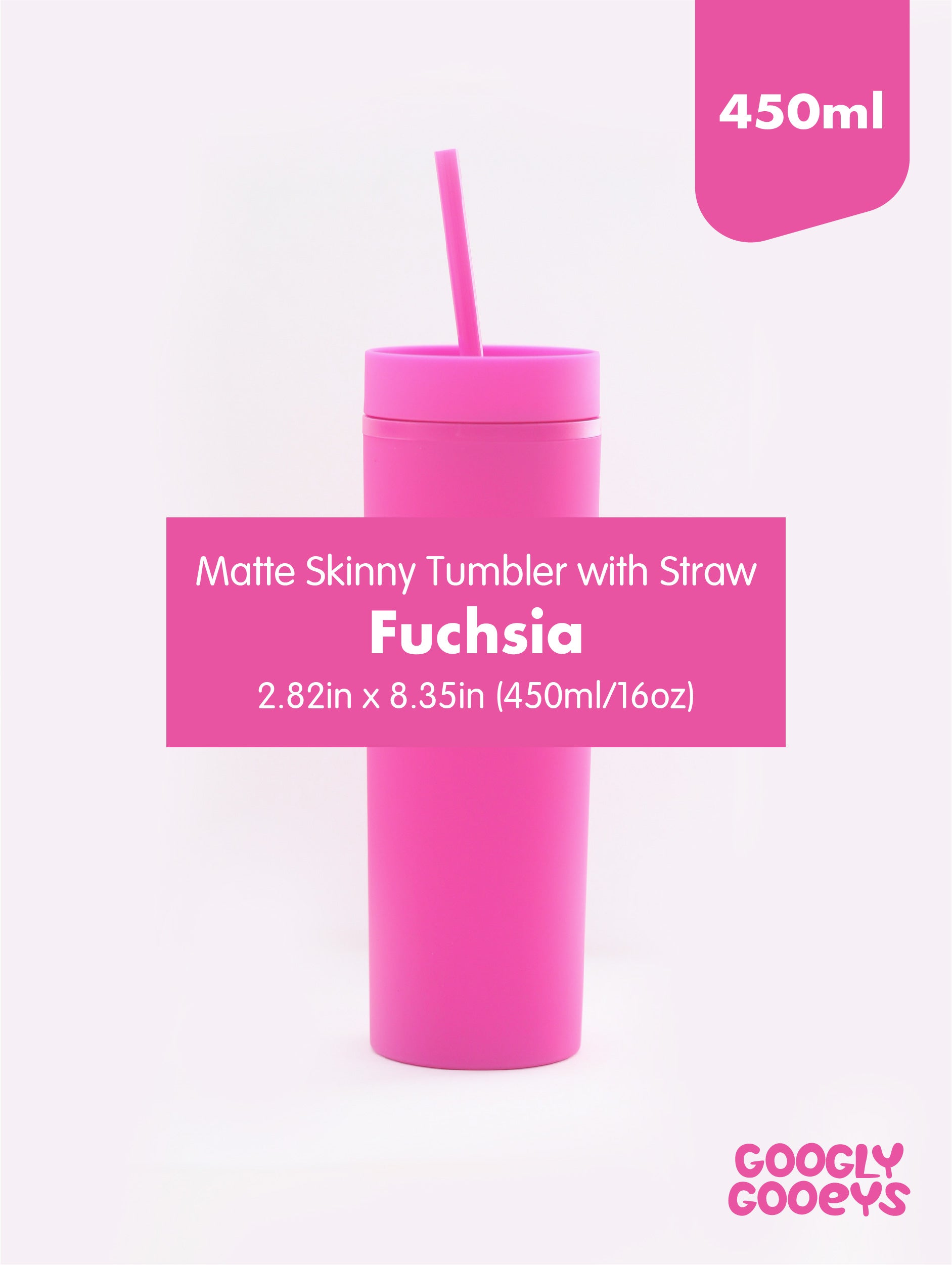 Matte Skinny Tumbler with Straw (450ml / 16oz)