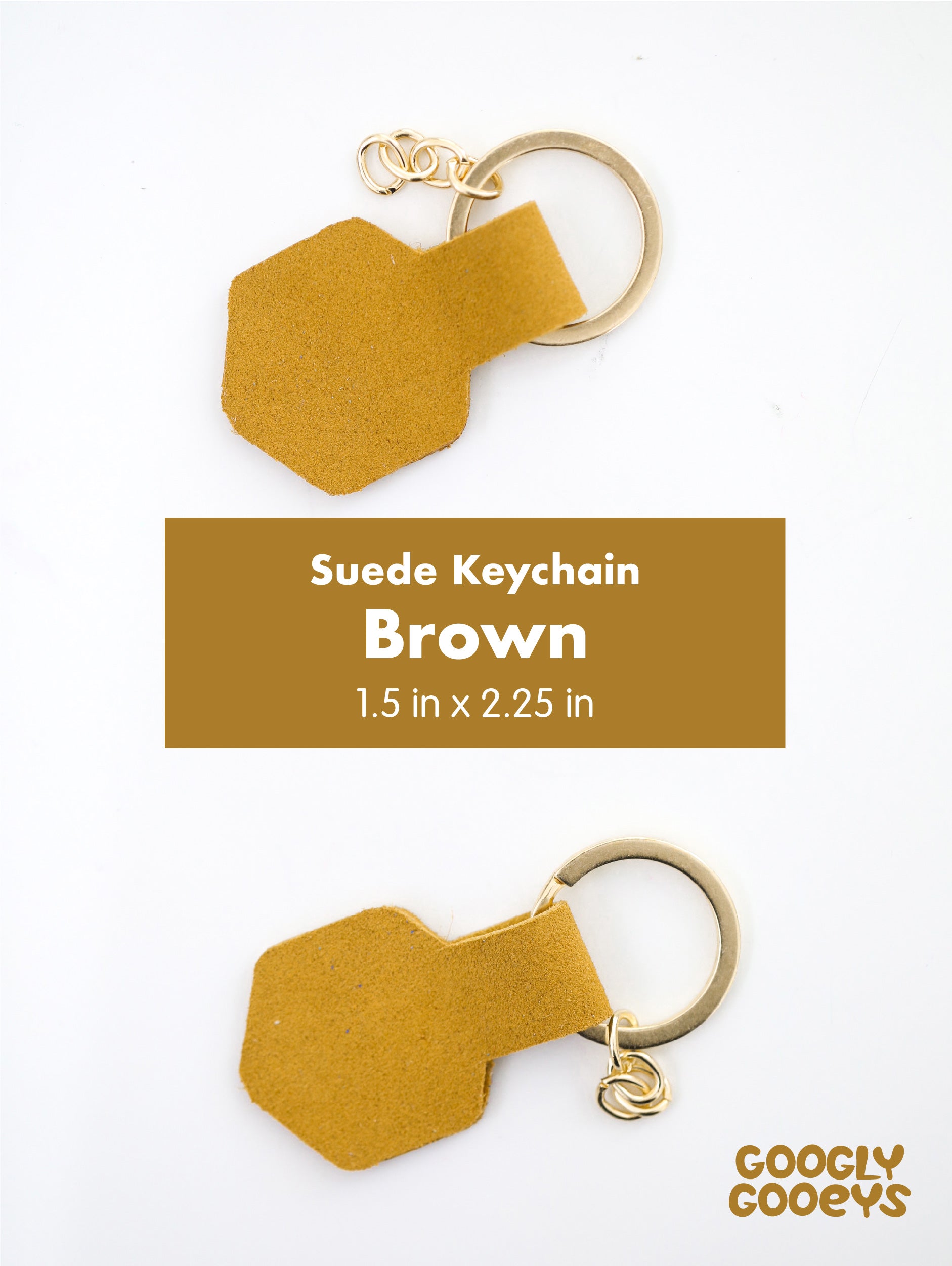 Blank Suede Leather Hexagon Keychain with Ring