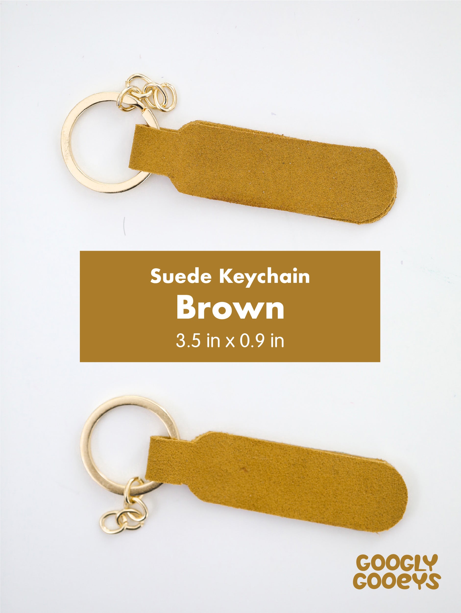 Blank Suede Leather Rounded Rectangle Keychain with Ring