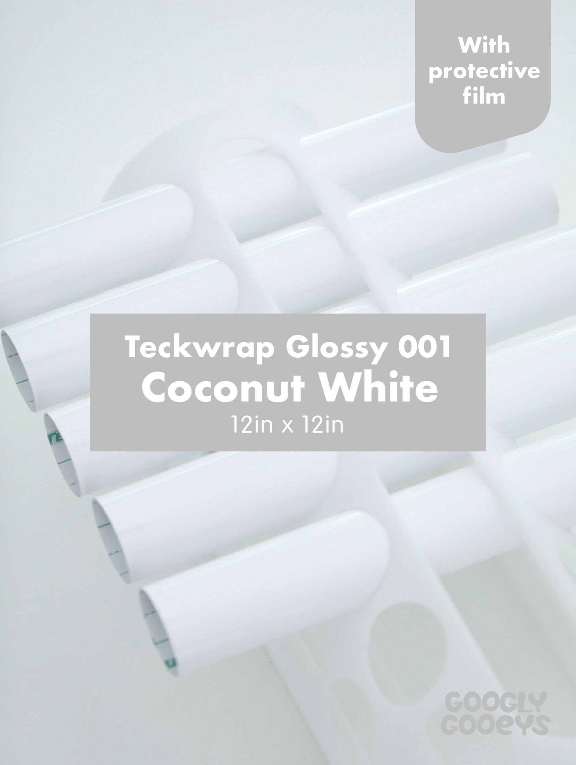 Teckwrap 001 Series Glossy Adhesive Vinyl Stickers Coconut White | 12in x 12in