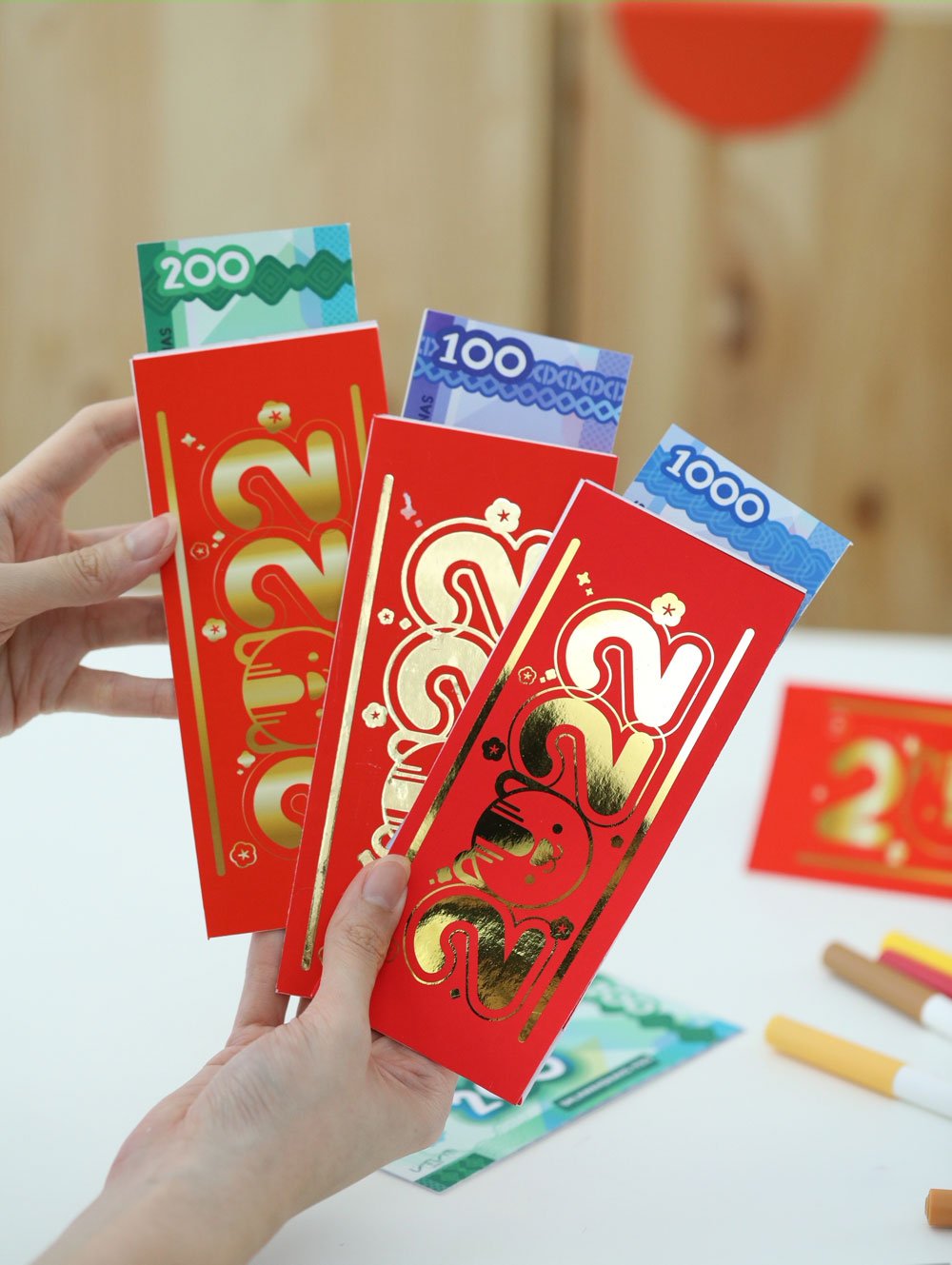 Printable, Foil & Cut File: 2022 Chinese Lunar New Year Red Envelope Angpao