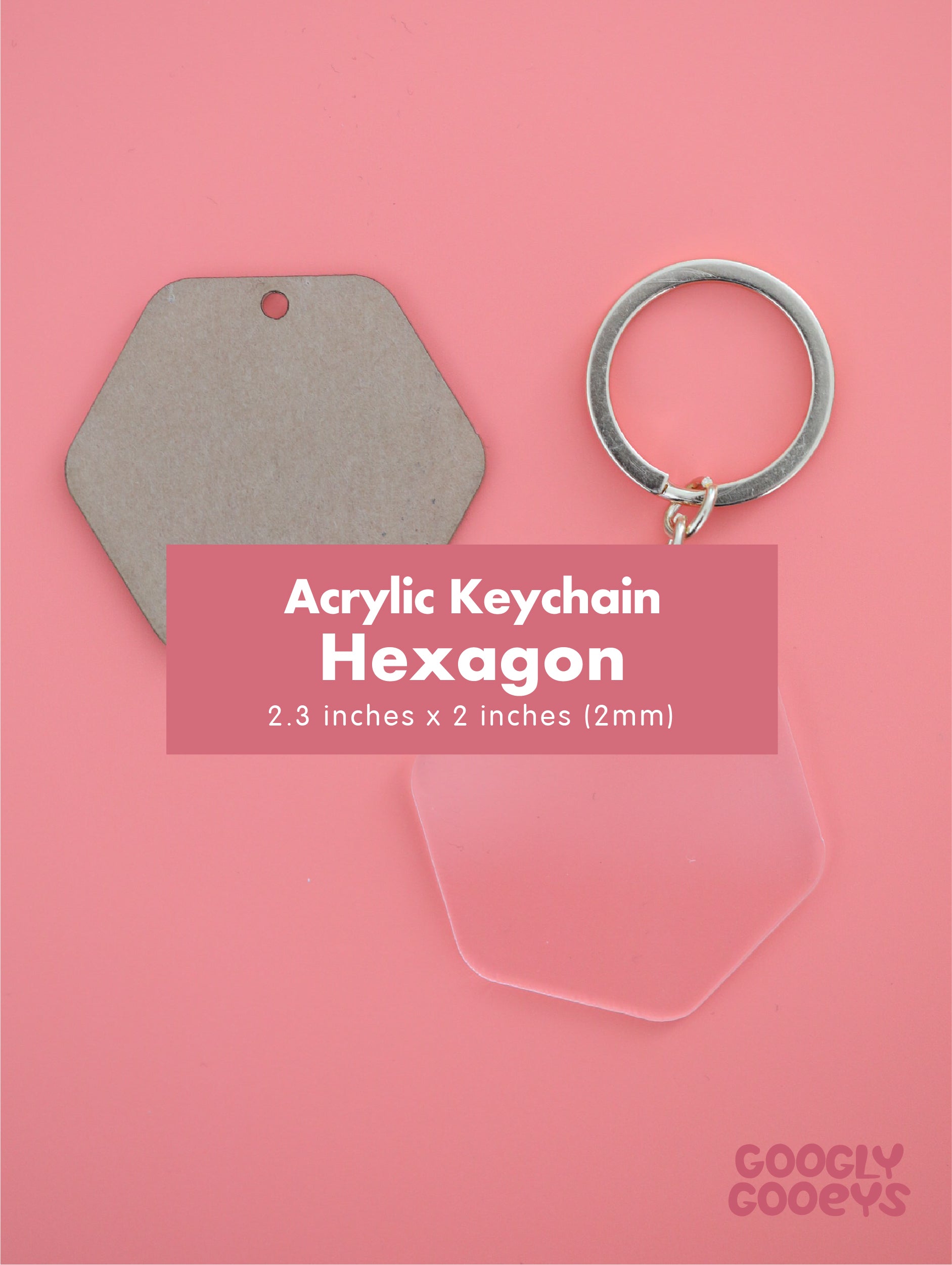 Blank Clear Acrylic Hexagon Keychain