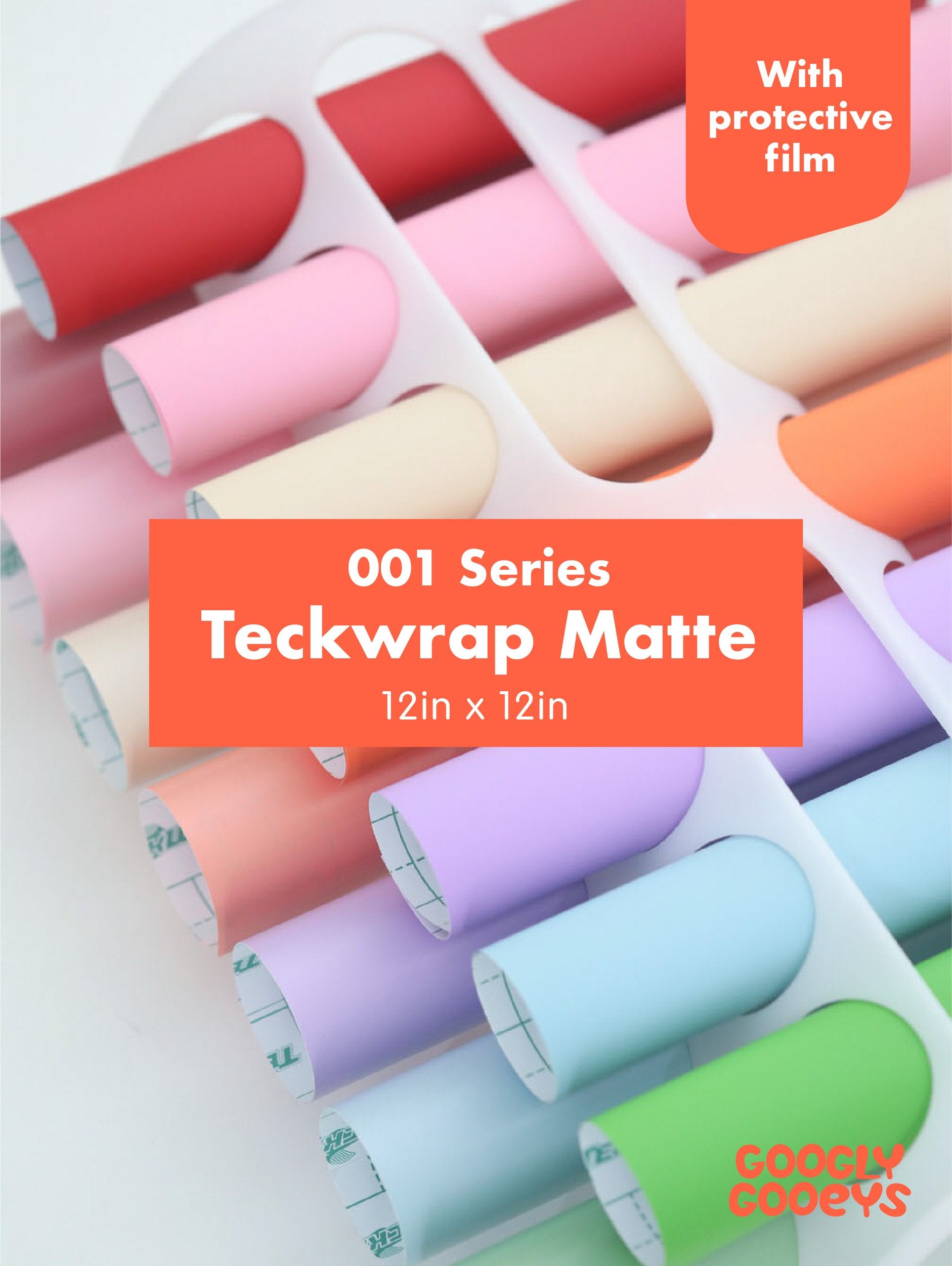 Teckwrap 001 Series Matte Adhesive Vinyl Stickers | 12in x 12in