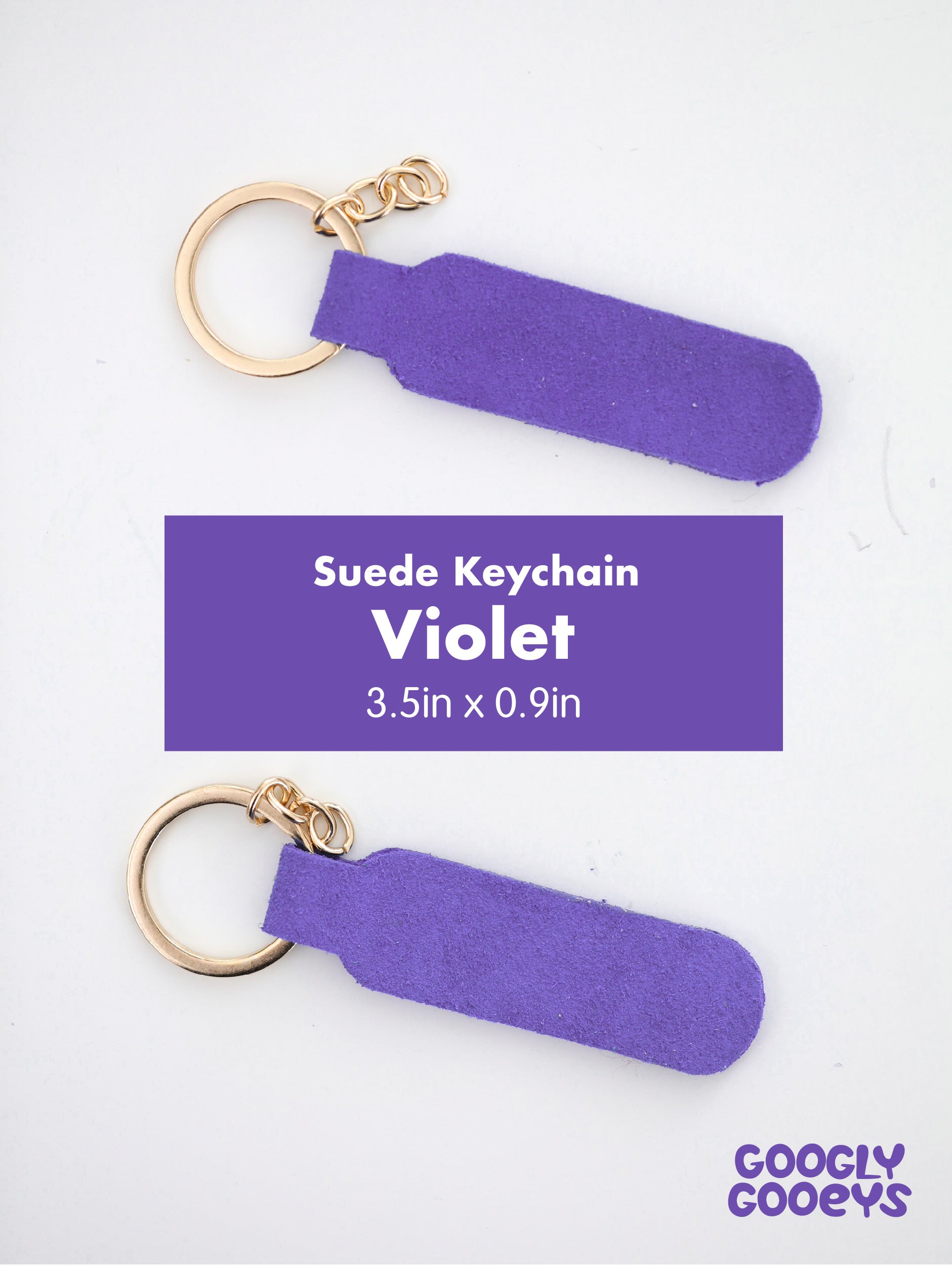 Blank Suede Leather Rounded Rectangle Keychain with Ring