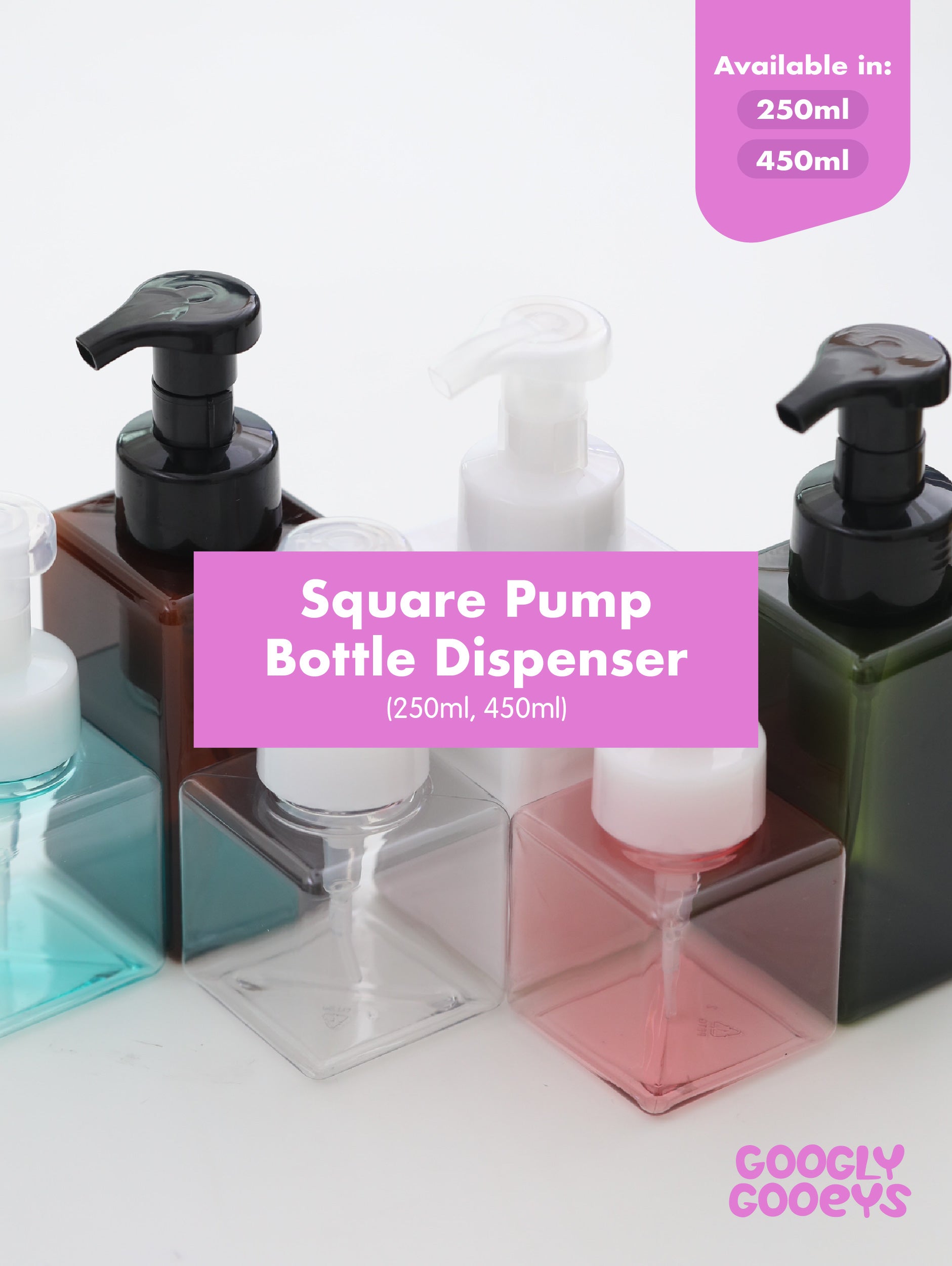 Square Pump Bottle Dispenser (250ml & 450ml)