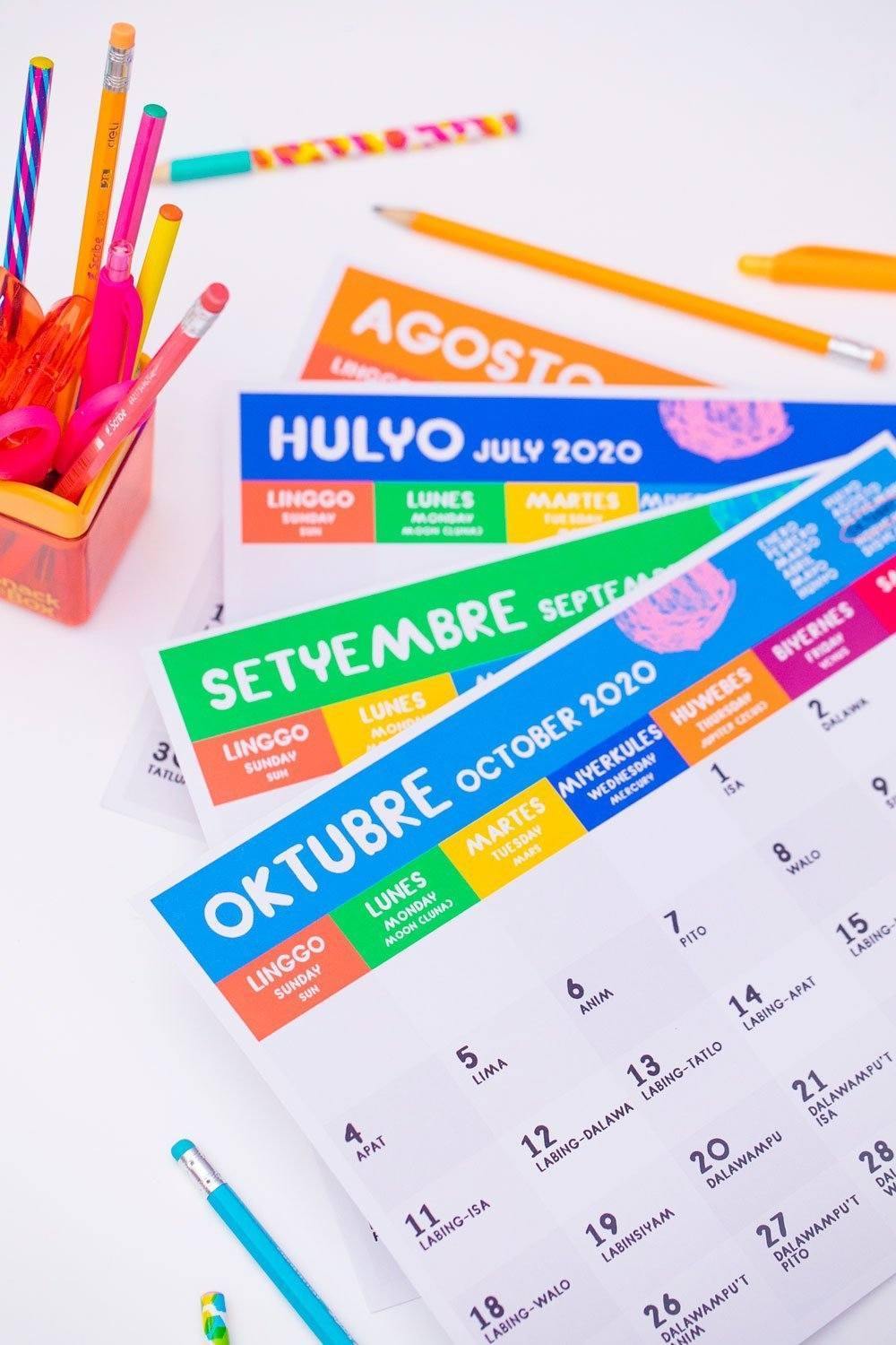 Free Printable: 2020 Filipino-English Calendar