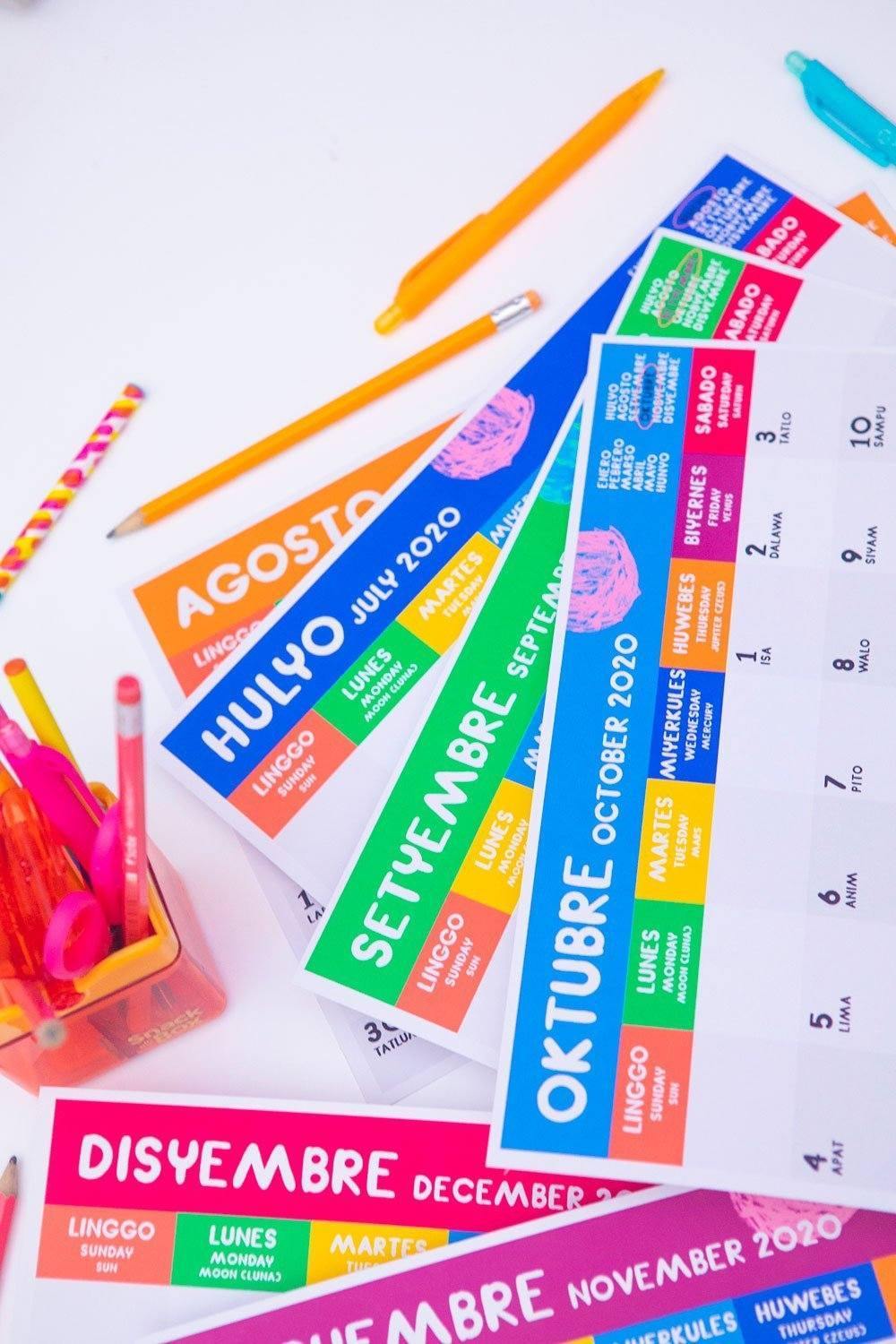 Free Printable: 2020 Filipino-English Calendar