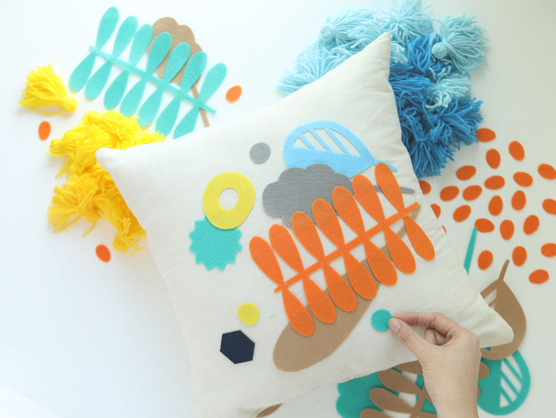 DIY Felt Cutouts on Canvas Pillows