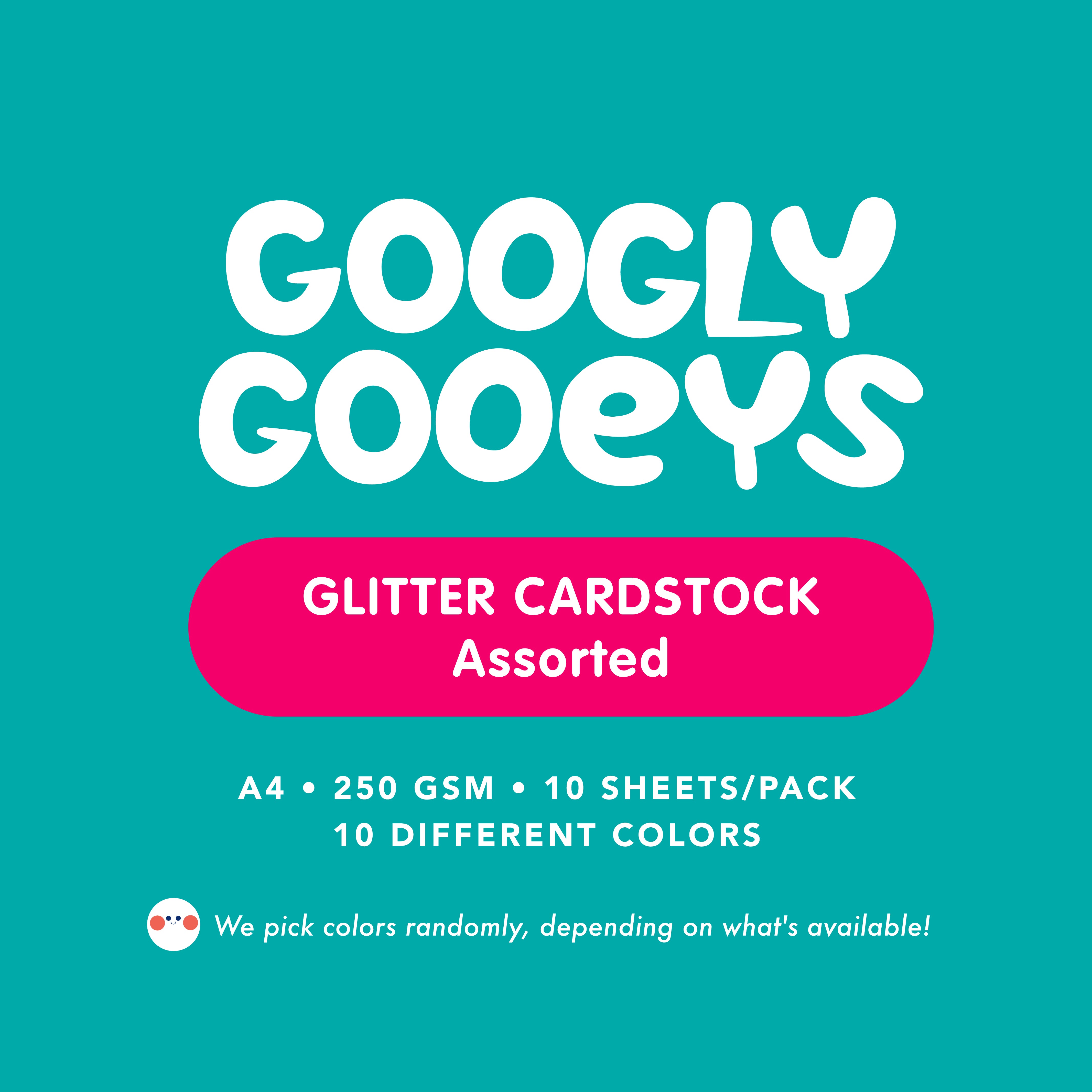 Googly Gooeys Glitter Cardstock for Crafting Projects | 200-250gsm (A4)