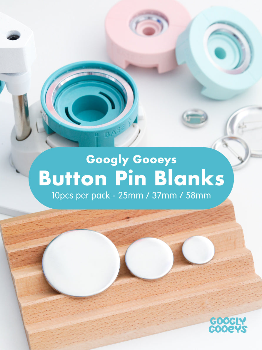 Button Pin Refill Blanks Compatible for We R Memory Keepers Button Press | 10pcs each per pack - 25mm / 37mm / 58mm with Mylar & Pin-Backs