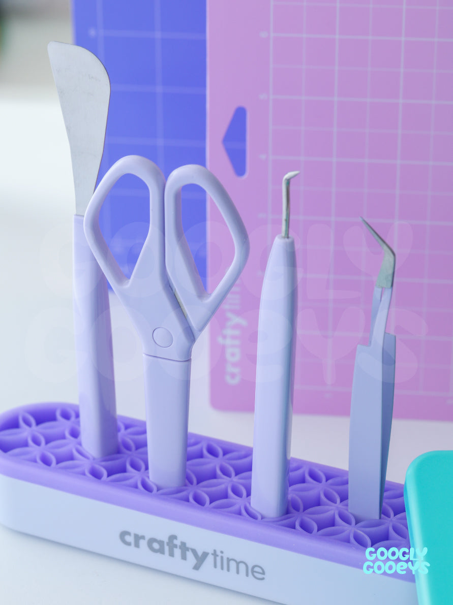 Crafty Time Tools | Squeegee, Weeder, Tweezer, Third Party Cutting Mat, Silicone Accessory Holder, Brayer and Crimper