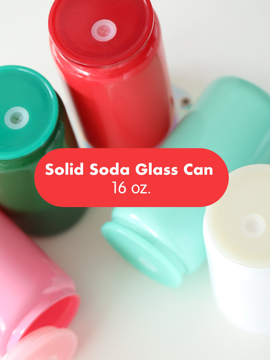 Solid Soda Glass Can with Straw 16oz for Sublimation / Vinyl Stickers