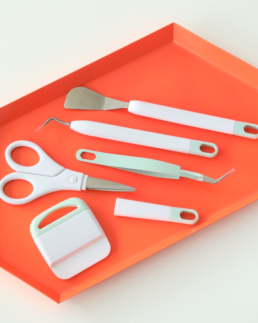 Crafty Time Tools | Squeegee, Weeder, Tweezer, Third Party Cutting Mat, Silicone Accessory Holder, Brayer and Crimper
