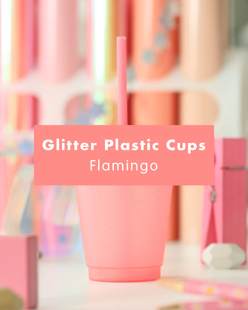 Glitter Plastic Tumbler Cups with Straw