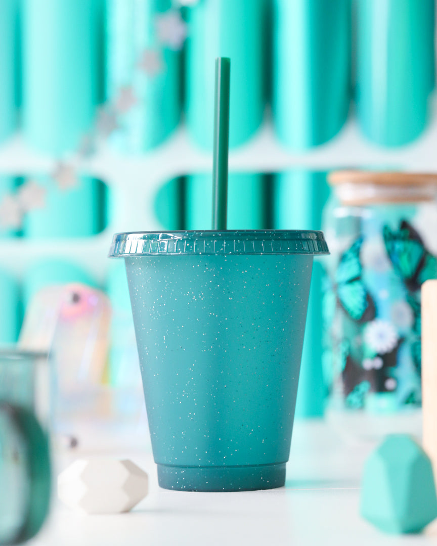 Glitter Plastic Tumbler Cups with Straw