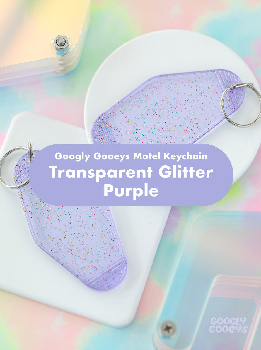 Glittered and Transparent Motel Keychains | 1.75in x 3.5in